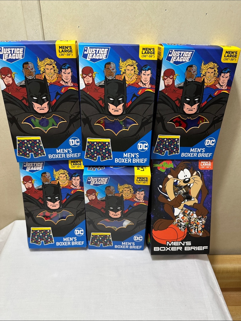 NIB Justice league Athletic Men's Boxer Briefs Underwear L (36-38) 6 packs